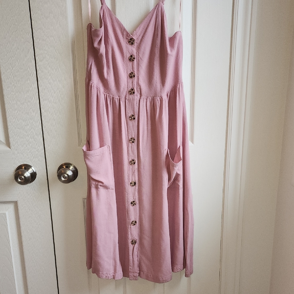 Nordstrom Rack Pink Button-Front Midi Dress Sz XL WORN ONCE!